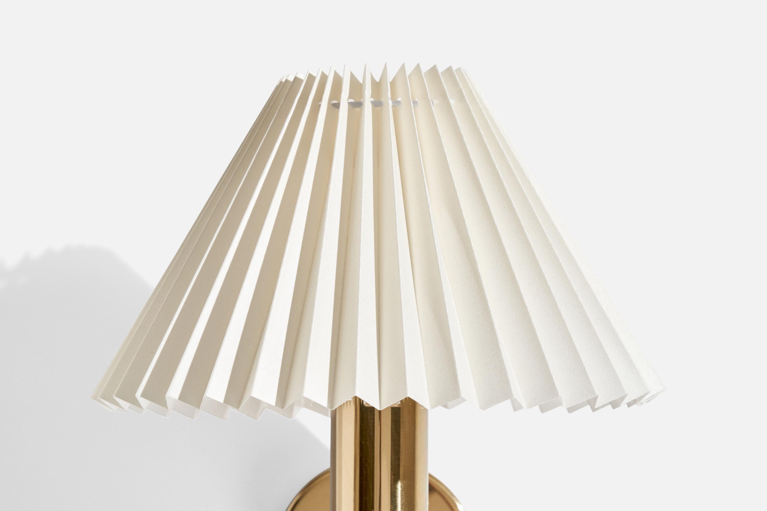 Bergboms, Wall Lights, Brass, Fabric, Sweden, 1970s For Sale 2