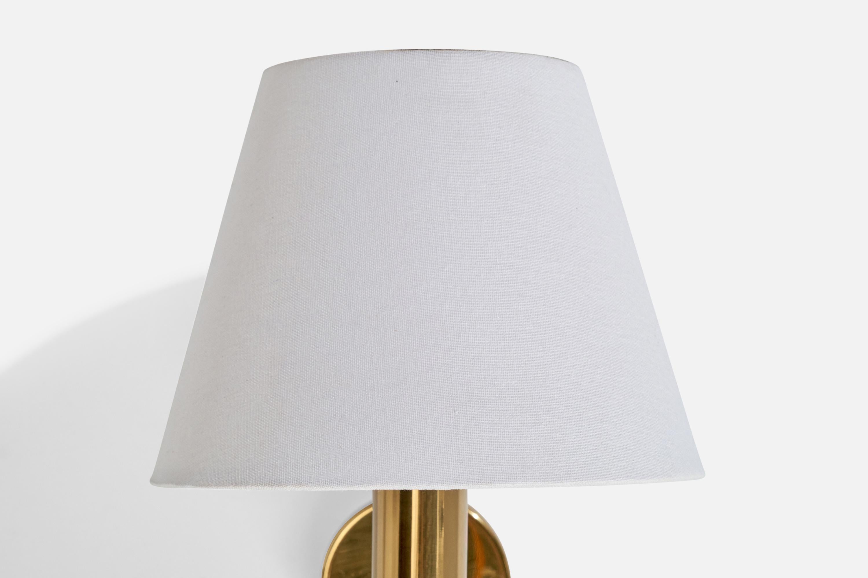 Bergboms, Wall Lights, Brass, Fabric, Sweden, 1970s 3