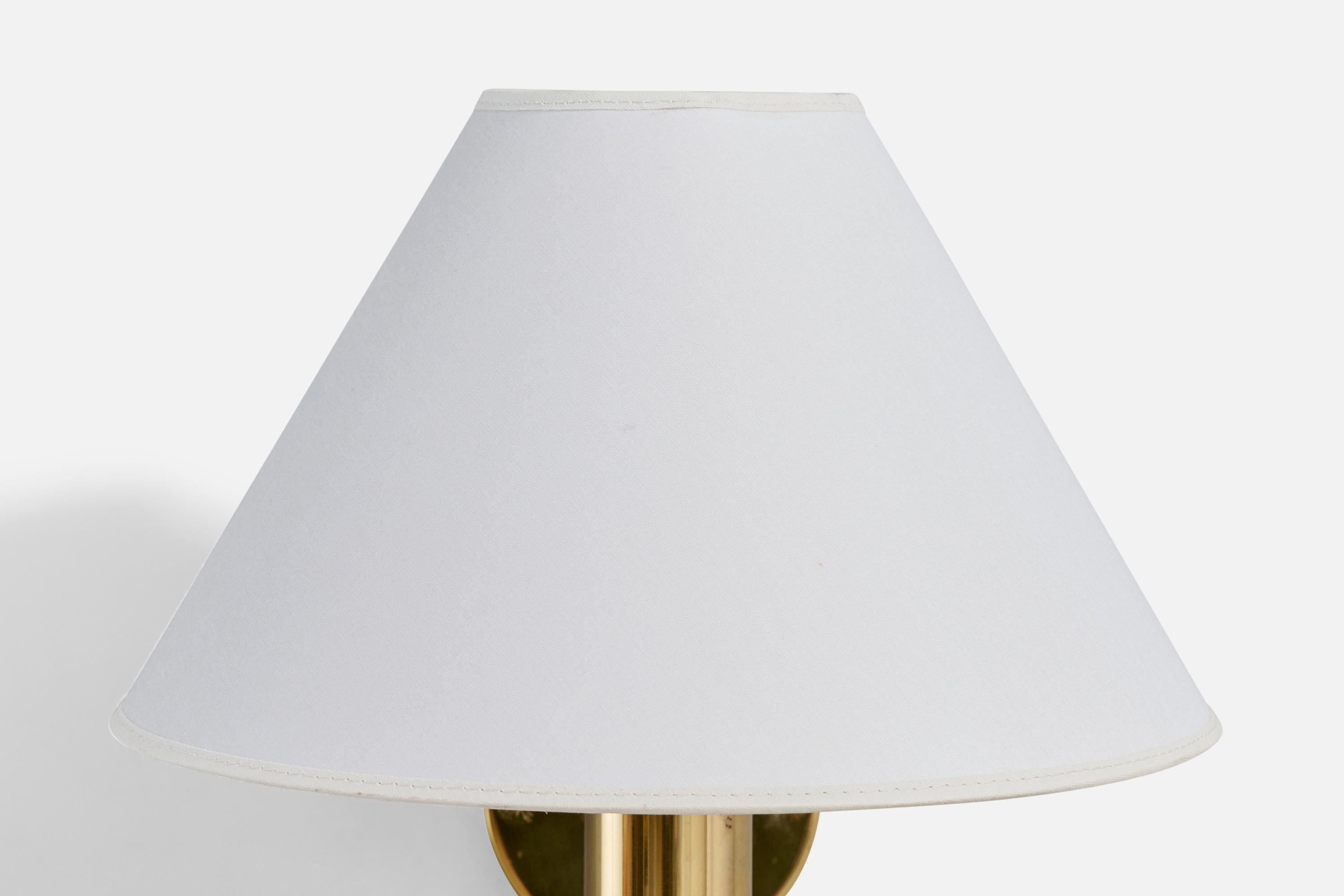 Bergboms, Wall Lights, Brass, Fabric, Sweden, 1970s For Sale 2