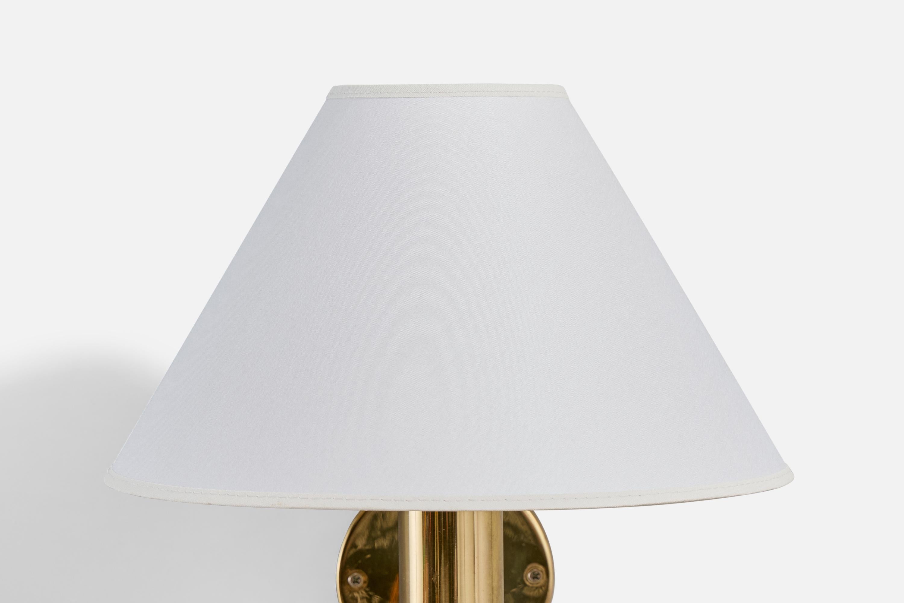 Bergboms, Wall Lights, Brass, Fabric, Sweden, 1970s For Sale 2