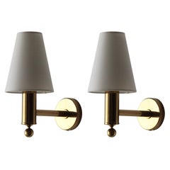 Bergboms, Wall Lights, Brass, Fabric, Sweden, 1970s