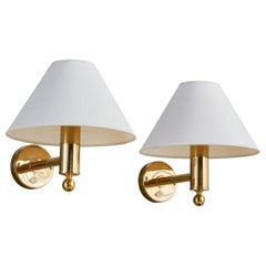 Bergboms, Wall Lights, Brass, Fabric, Sweden, 1970s
