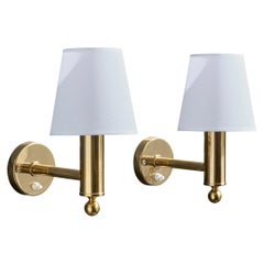 Bergboms, Wall Lights, Brass, Fabric, Sweden, 1970s
