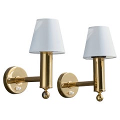 Bergboms, Wall Lights, Brass, Fabric, Sweden, 1970s