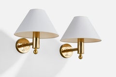 Bergboms, Wall Lights, Brass, Fabric, Sweden, 1970s