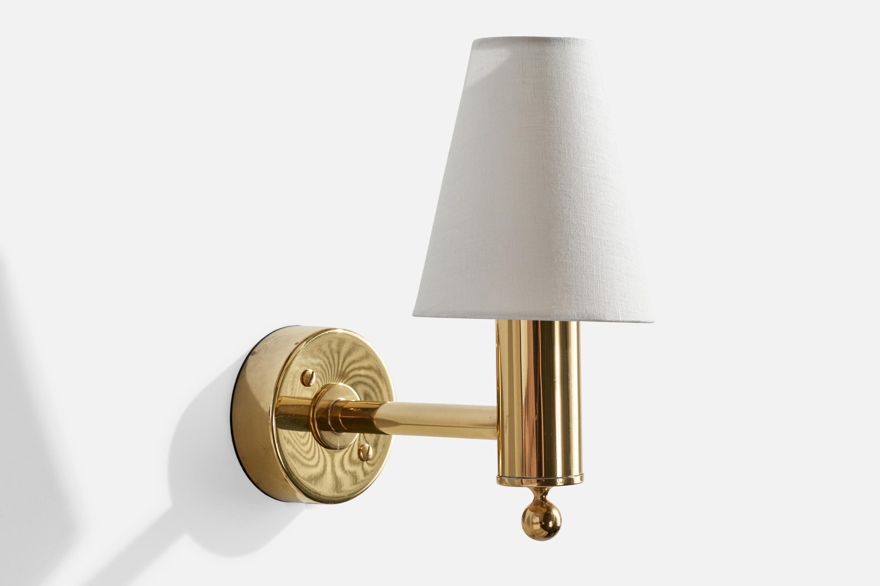 Bergboms, Wall Lights, Brass, Fabric, Sweden, 1990s In Good Condition In High Point, NC