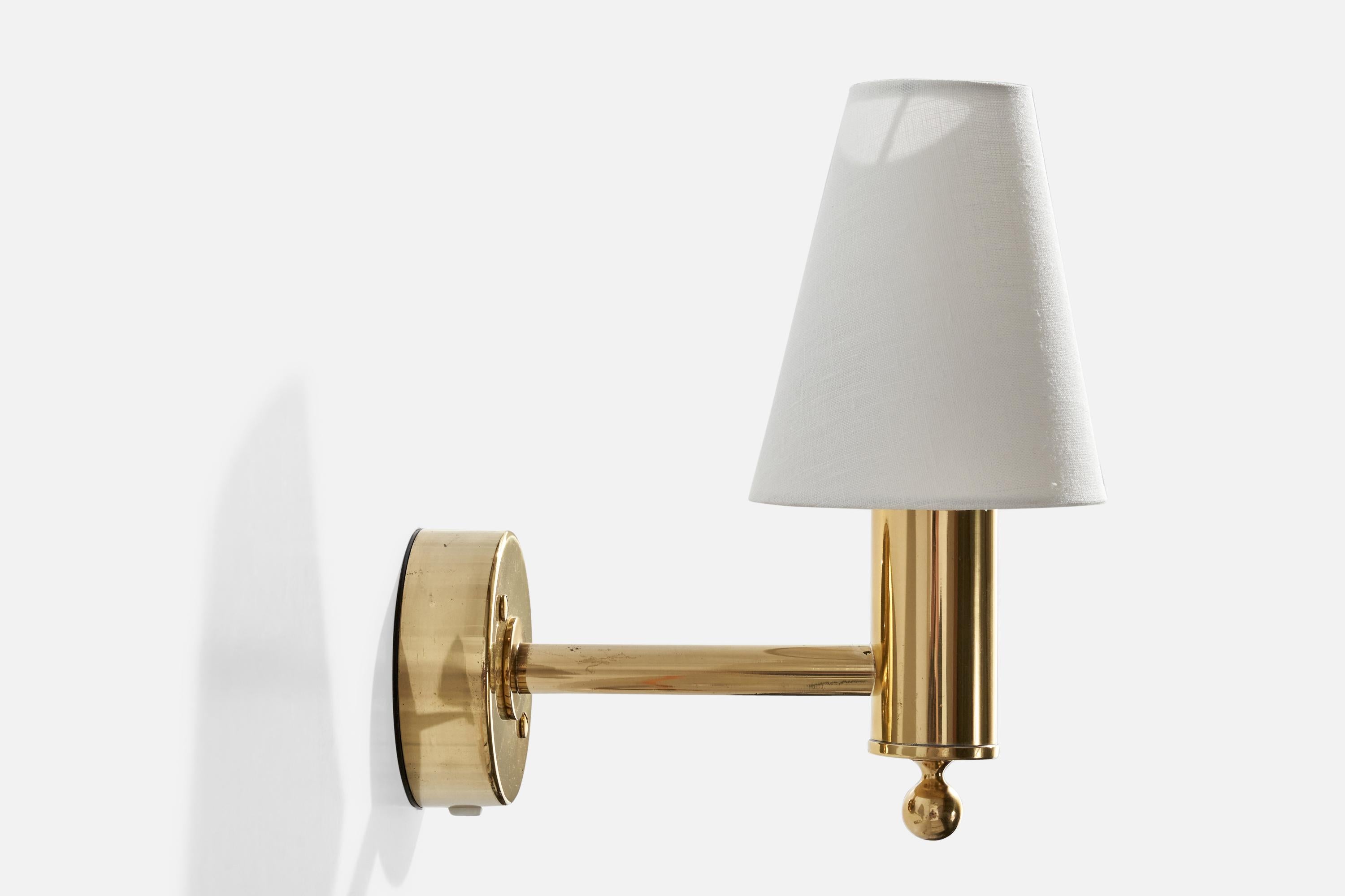 Late 20th Century Bergboms, Wall Lights, Brass, Fabric, Sweden, 1990s