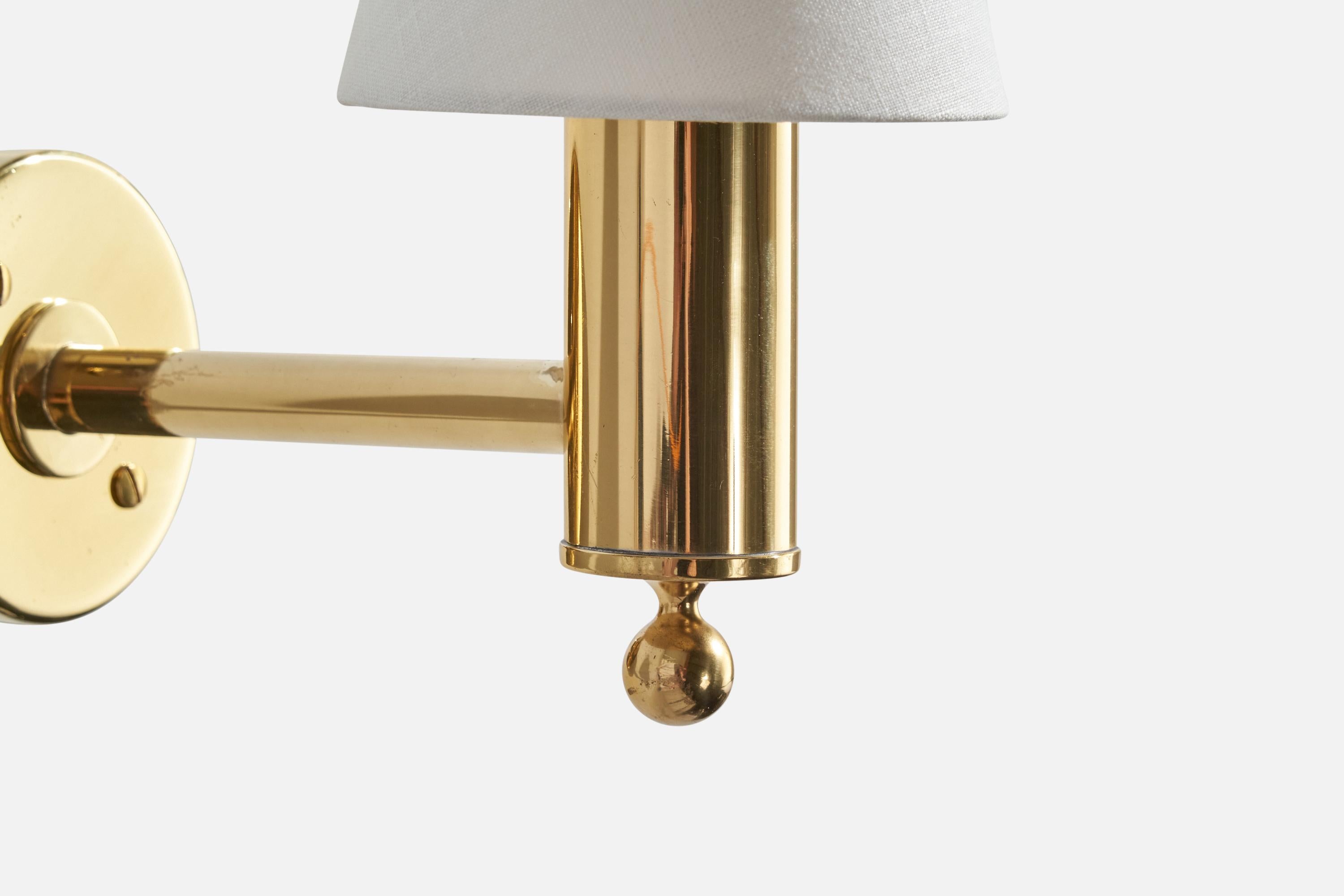 Bergboms, Wall Lights, Brass, Fabric, Sweden, 1990s 2