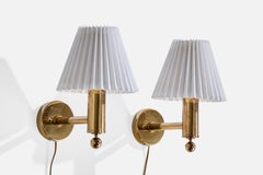 Bergboms, Wall Lights, laiton, papier, Suède, années 1970