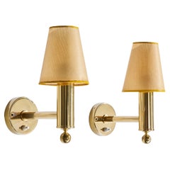 Bergboms, Wall Lights, Brass, Parchment, Sweden, 1970s