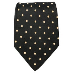 BERGDORF GOODMAN Black White Polka Dot Silk Tie