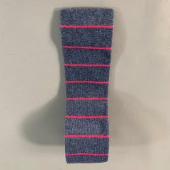 BERGDORF GOODMAN Blue Pink Stripe Cotton Knit Tie