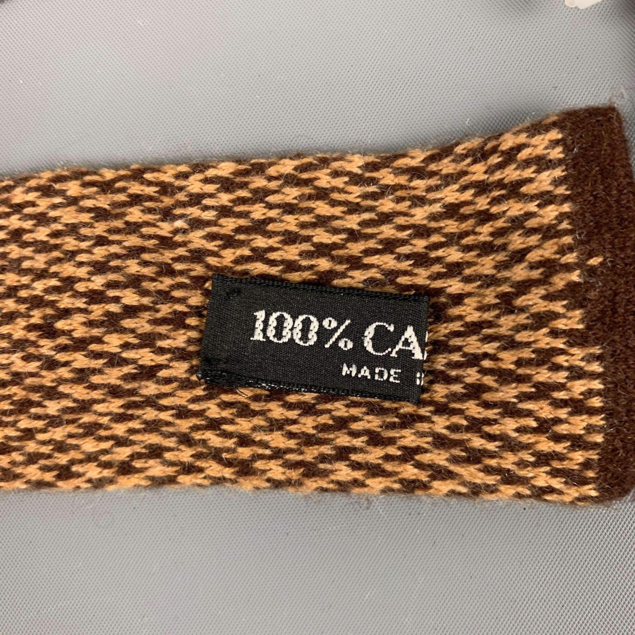 BERGDORF GOODMAN Brown Beige Woven Cashmere Tie For Sale 1
