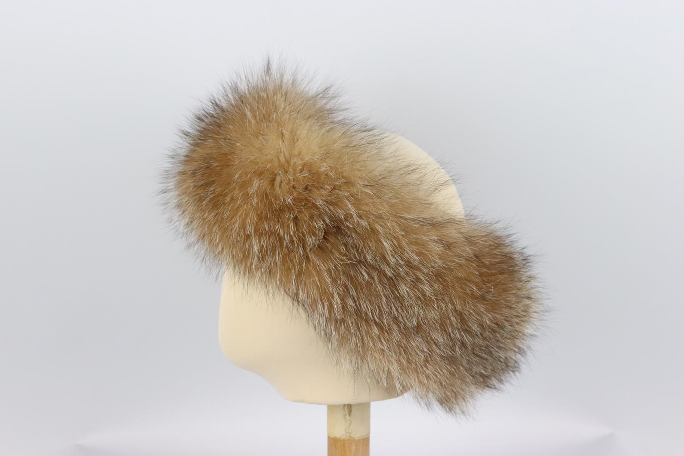 Bergdorf Goodman Fox Fur And Velvet Headband One Size In Excellent Condition In London, GB