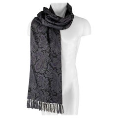 Bergdorf Goodman Écharpes en soie cachemire gris violet et noir Paisley
