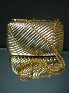 BERGDORF GOODMAN Italian Gilt Metal Minaudiere' Evening Bag c 1980
