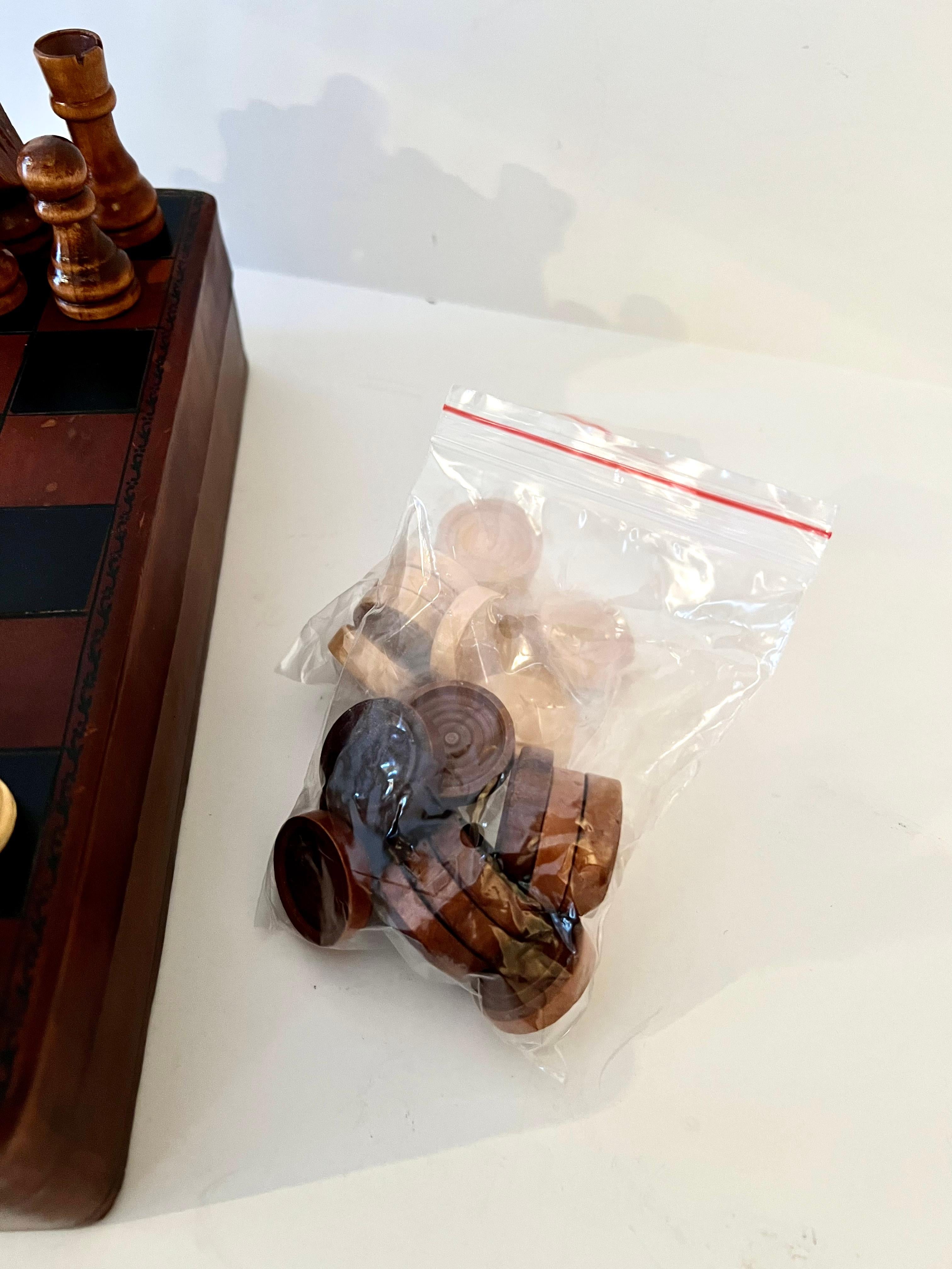 Bergdorf Goodman Italian Lidded Leather Chess Checker Board Box with Storage 7