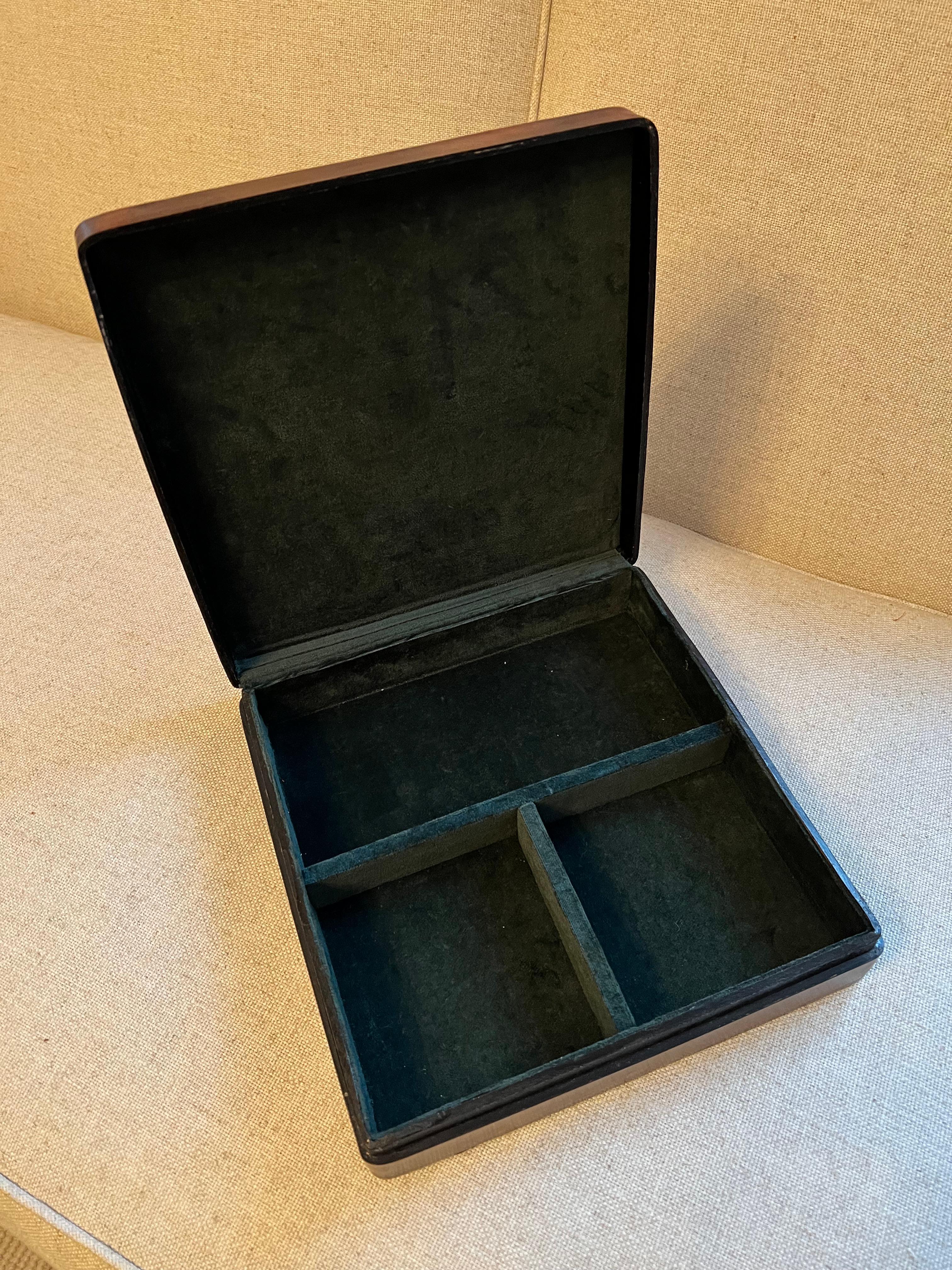 20th Century Bergdorf Goodman Italian Lidded Leather Chess Checker Board Box with Storage