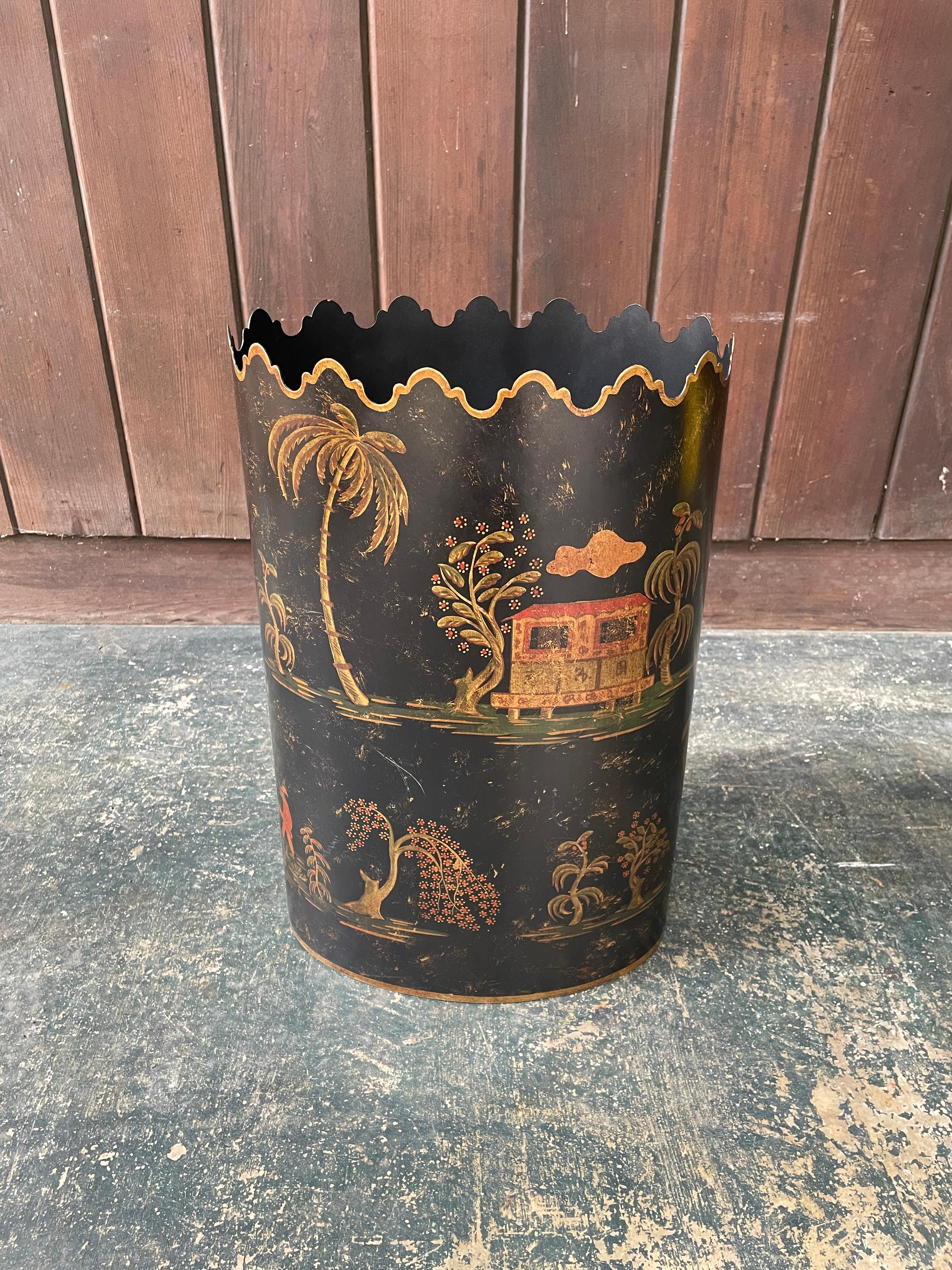A wonderful hand painted Bergdorf Goodman Department Store import from the 1950s-1960s.  17 inches high with a decorative edging.