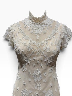 Bergdorf Goodman on the Plaza Ivory Lace Bridal Gown + Juliet Cap Veil Set, 1976