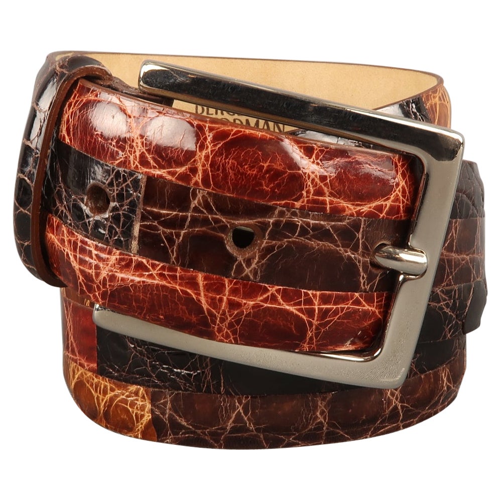 BERGDORF GOODMAN Size 32 Brown Crocodile Black Belt