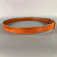 BERGDORF GOODMAN Taille 38 Ceinture en cuir marron clair craquelé