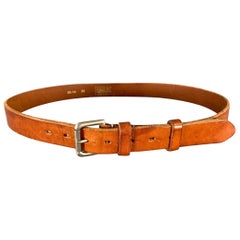 BERGDORF GOODMAN Taille 38 Ceinture en cuir marron clair craquelé