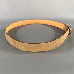 BERGDORF GOODMAN Size 38 Khaki Solid Suede Belt