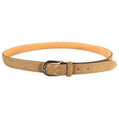 BERGDORF GOODMAN Size 38 Khaki Solid Suede Belt