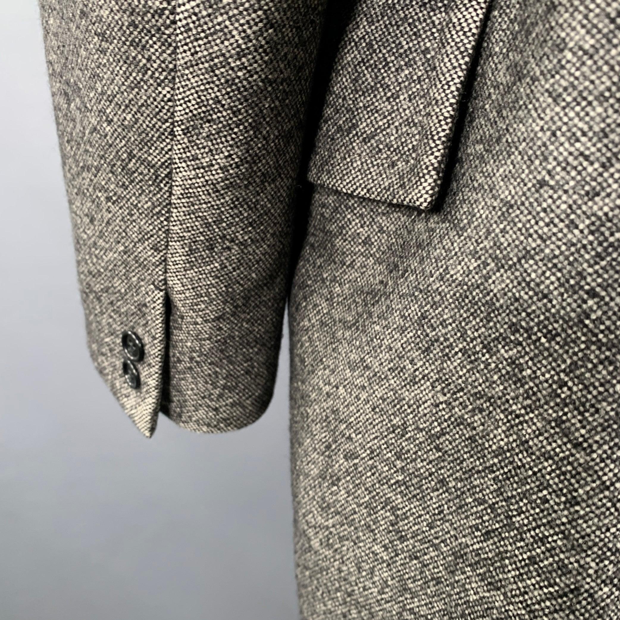 BERGDORF GOODMAN Size 44 Grey Black Tweed Wool Blend Overcoat 1