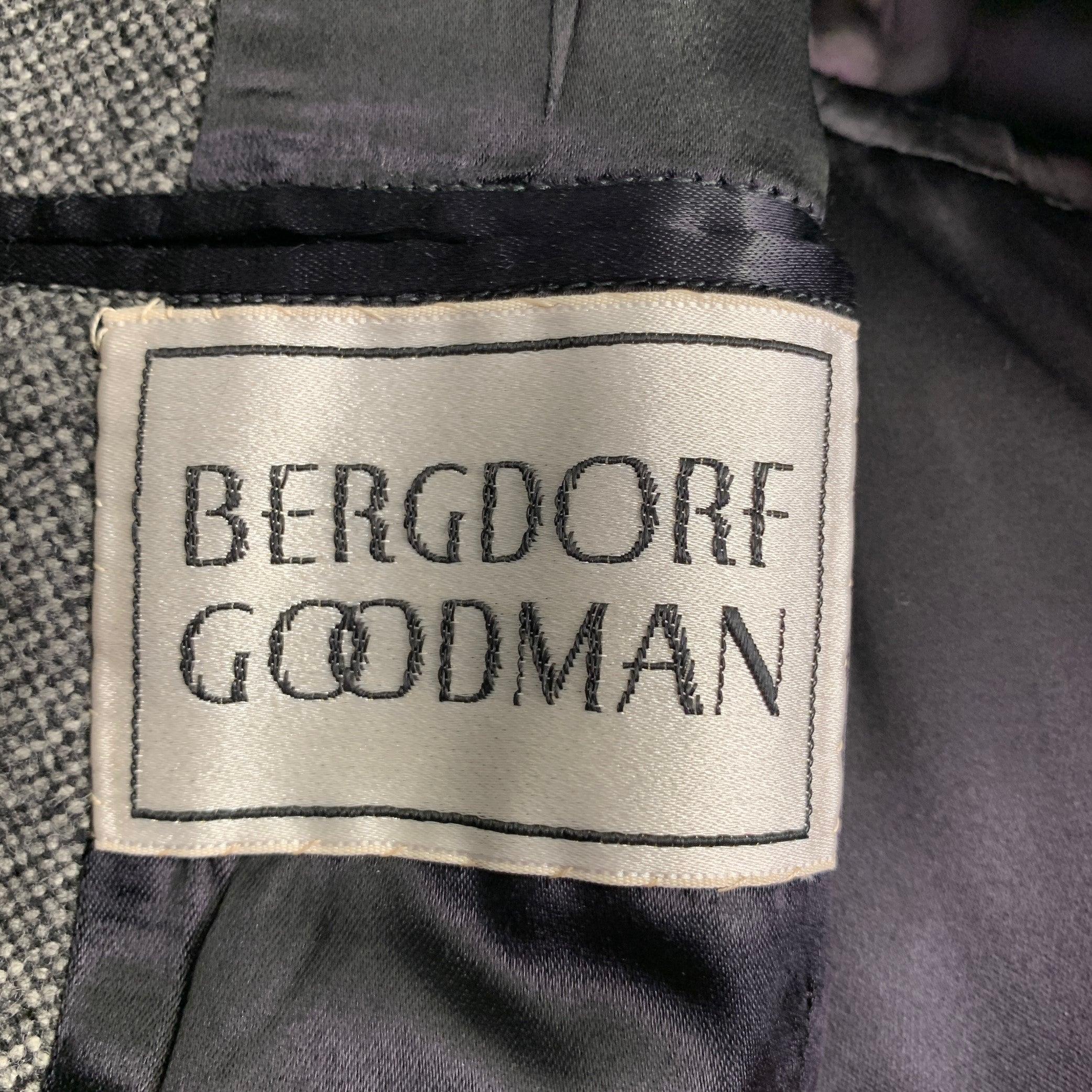 BERGDORF GOODMAN Size 44 Grey Black Tweed Wool Blend Overcoat 2