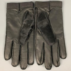 BERGDORF GOODMAN Size 8.5 Black Calf Hair Leather Gloves