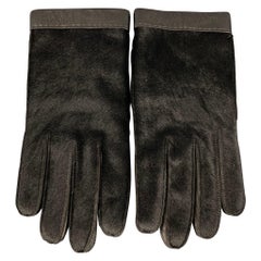 BERGDORF GOODMAN Taille 8.5 Gants en cuir de veau noir