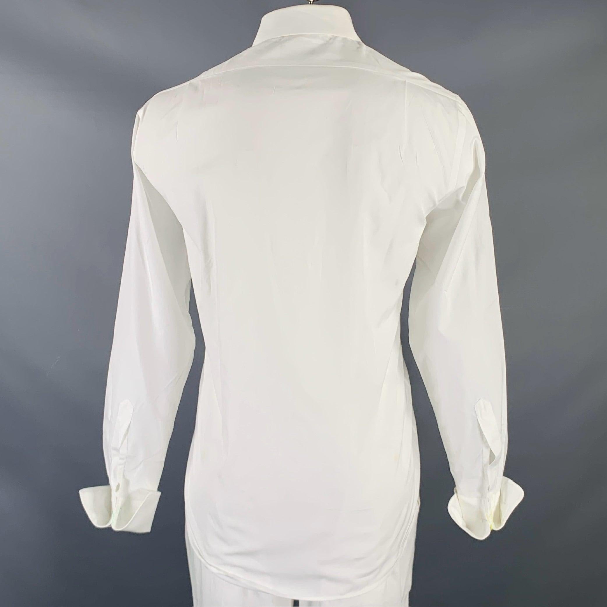 Men's BERGDORF GOODMAN Size L White Cotton Tuxedo Long Sleeve Shirt For Sale