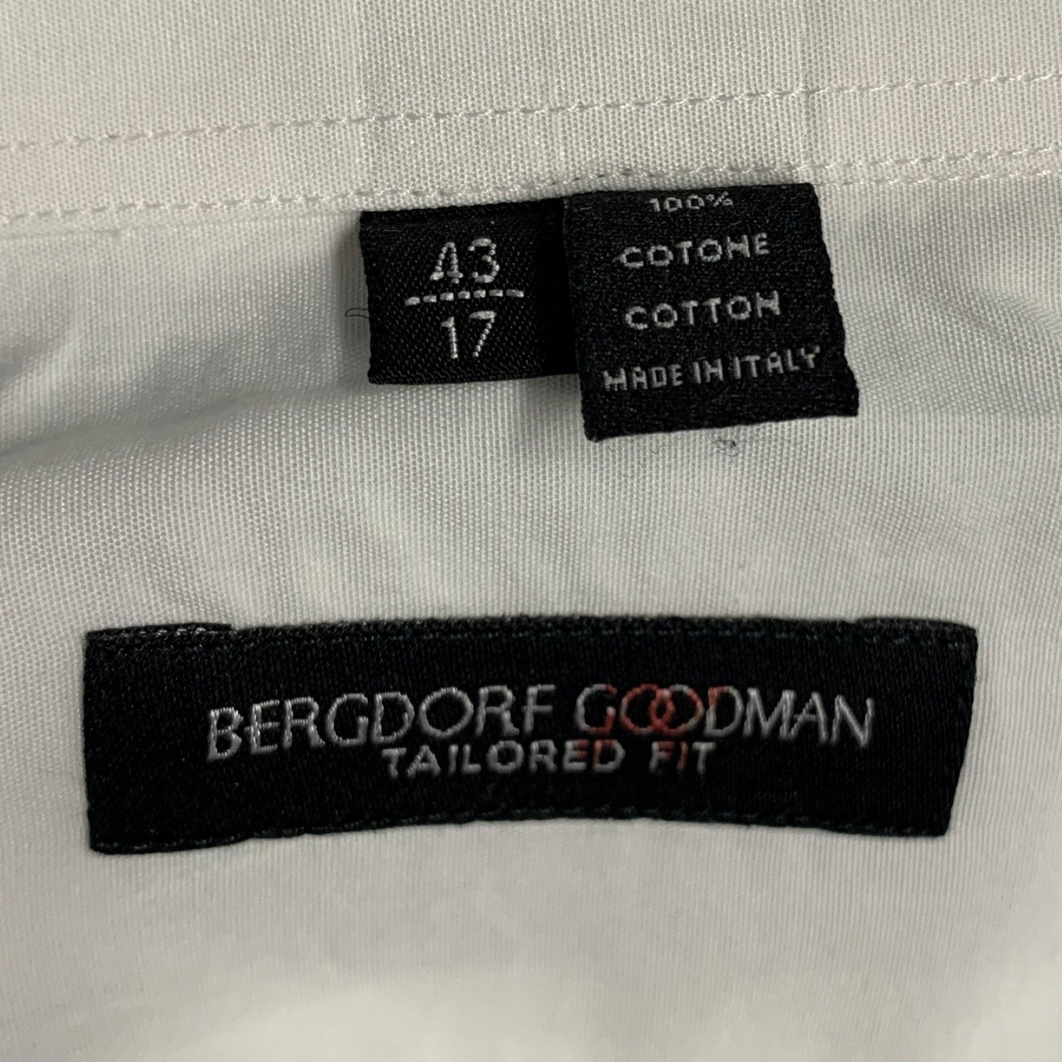 BERGDORF GOODMAN Size L White Cotton Tuxedo Long Sleeve Shirt For Sale 2
