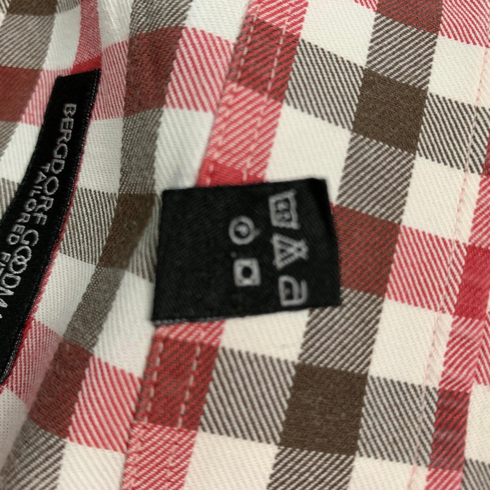 Bergdorf Goodman Size M Red White Brown Checkered Cotton Long Sleeve Shirt (Chemise à manches longues en coton à carreaux) en vente 1