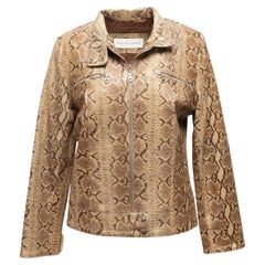 Bergdorf Goodman Tan geprägte Leder Biker Jacke