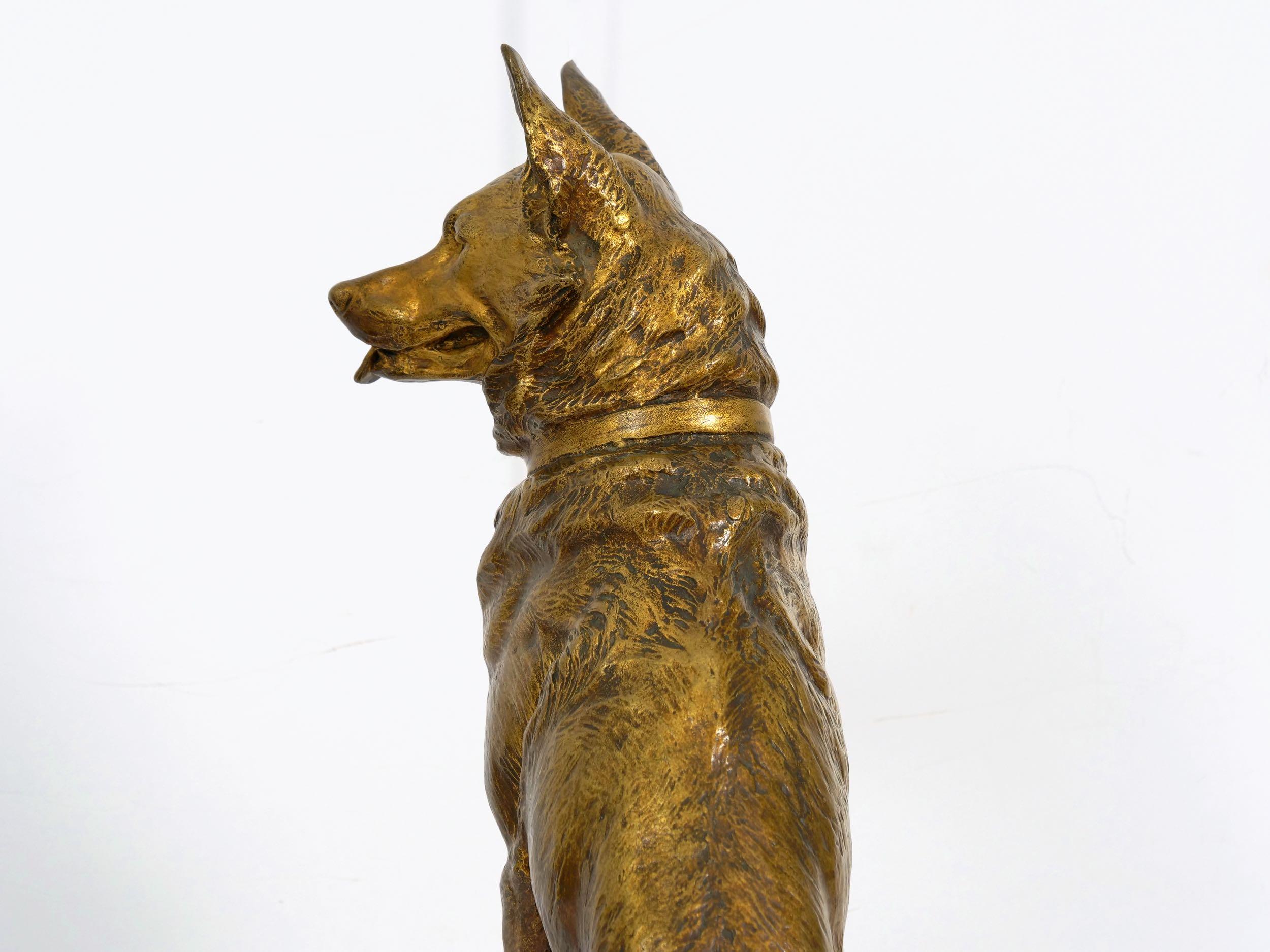 “Berger Allemand Assis” 'German Shepherd' French Bronze Sculpture by Louis Riché 2