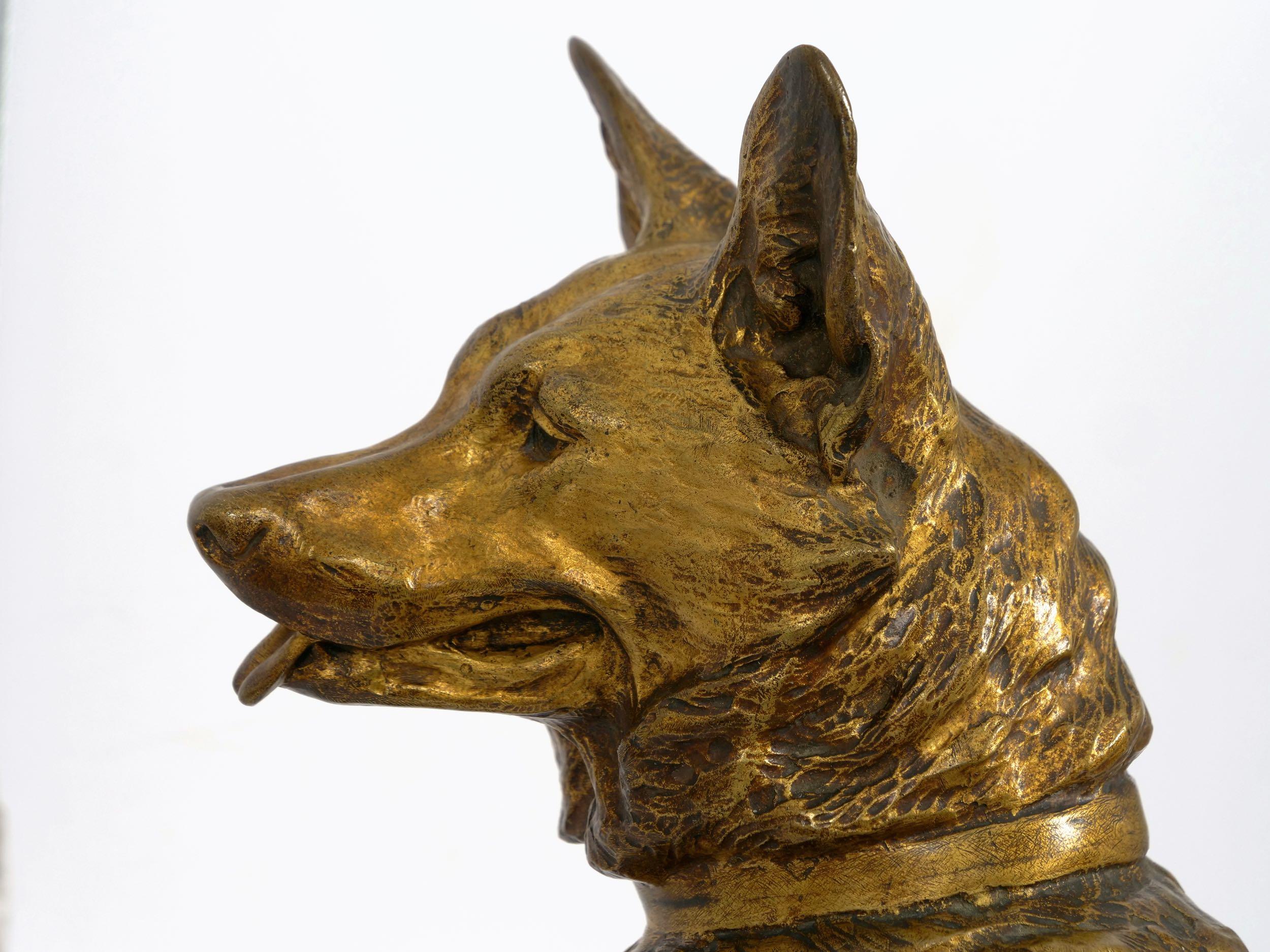 “Berger Allemand Assis” 'German Shepherd' French Bronze Sculpture by Louis Riché 4