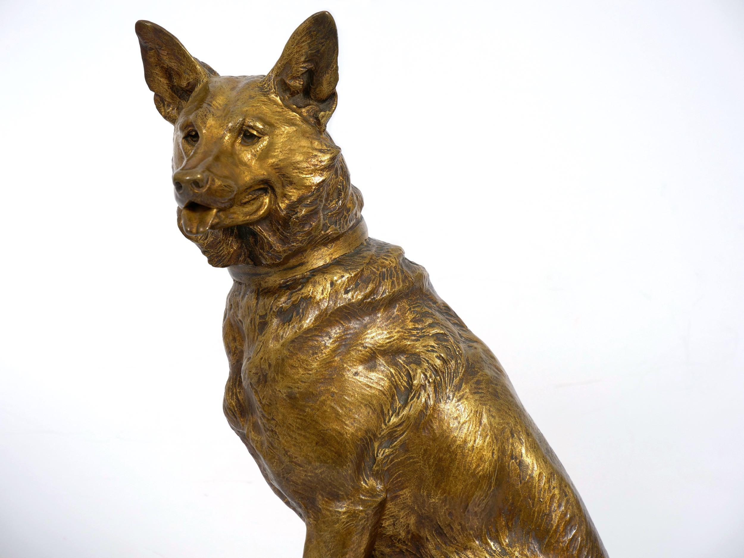“Berger Allemand Assis” 'German Shepherd' French Bronze Sculpture by Louis Riché 5