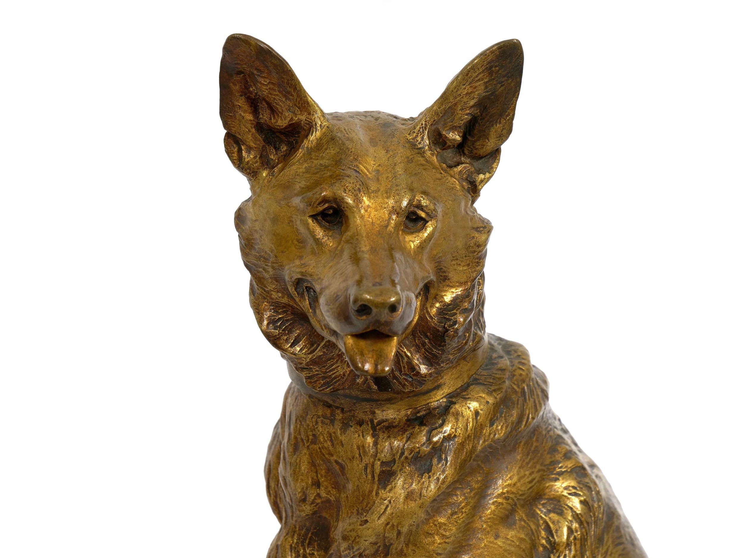 “Berger Allemand Assis” 'German Shepherd' French Bronze Sculpture by Louis Riché 7