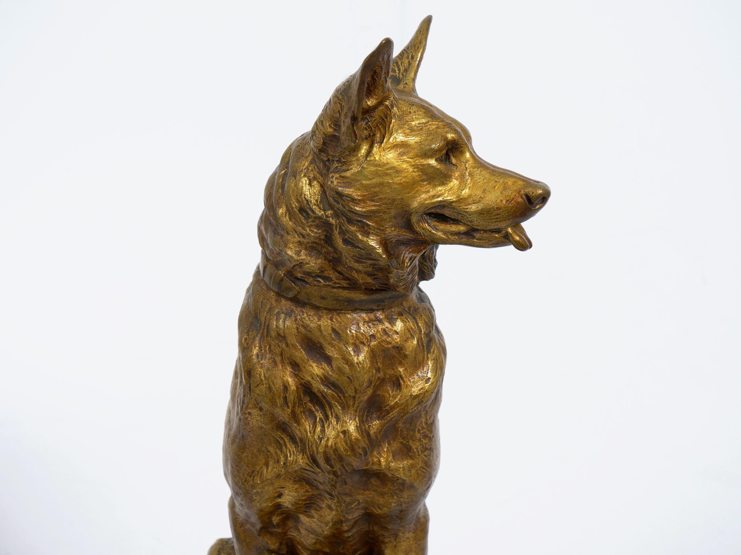 “Berger Allemand Assis” 'German Shepherd' French Bronze Sculpture by Louis Riché 8