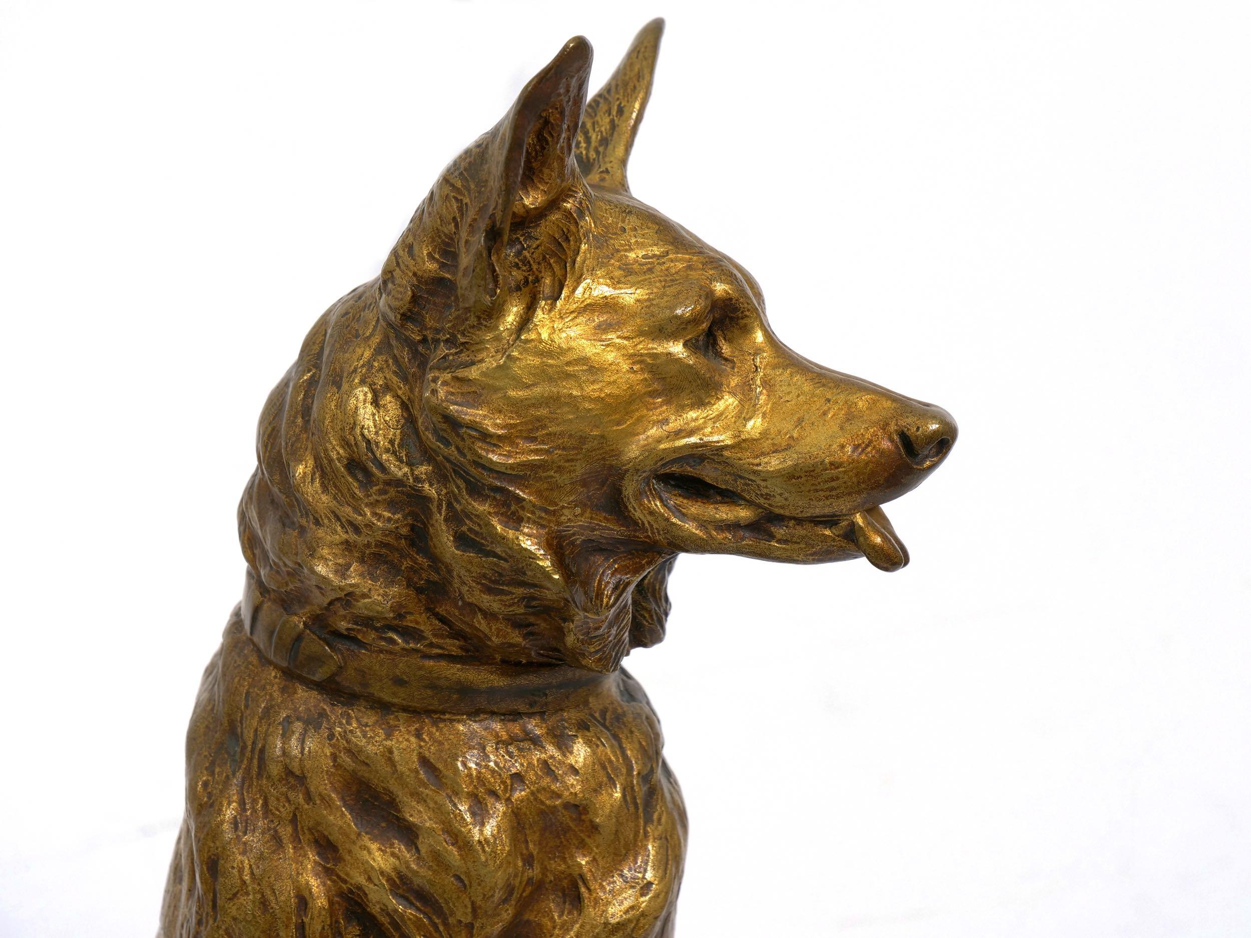 “Berger Allemand Assis” 'German Shepherd' French Bronze Sculpture by Louis Riché 10