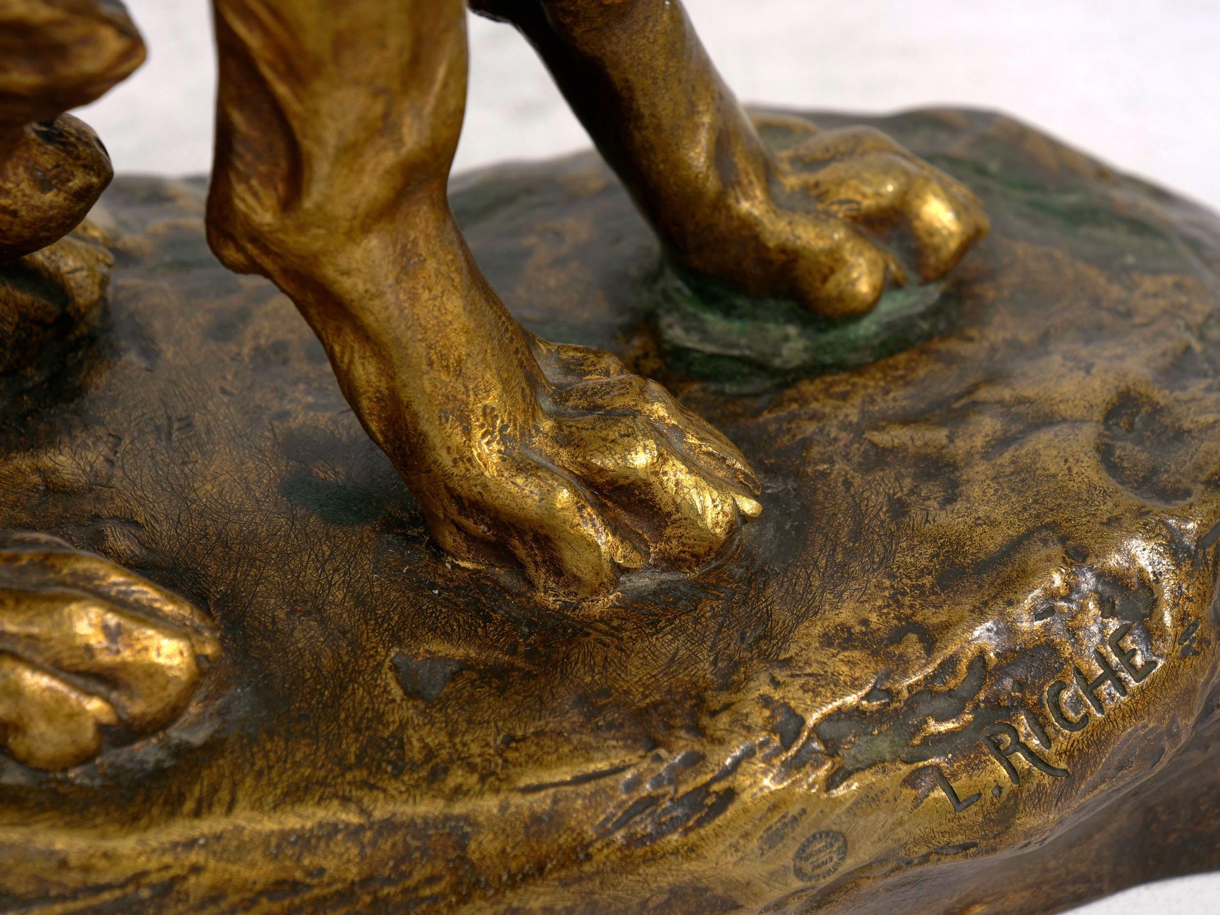 “Berger Allemand Assis” 'German Shepherd' French Bronze Sculpture by Louis Riché 1