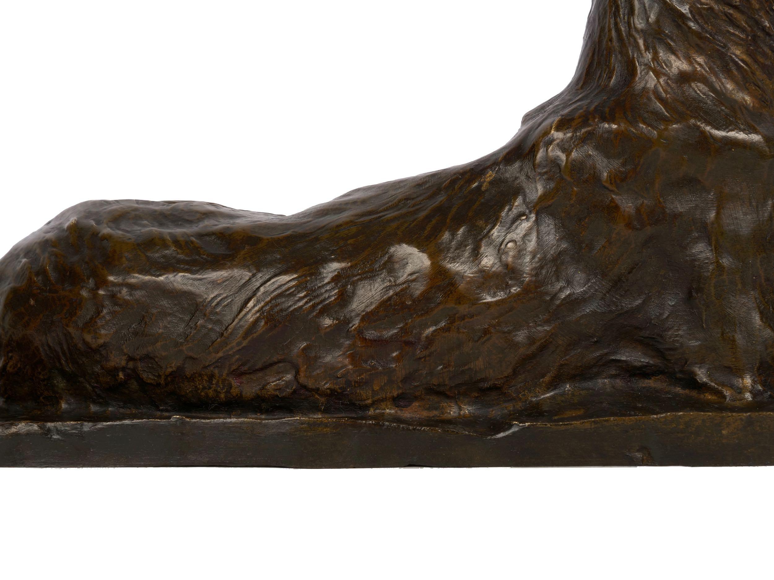“Berger Allemand Couché” 'German Shepherd' Bronze Sculpture by Albert Laplanche 5