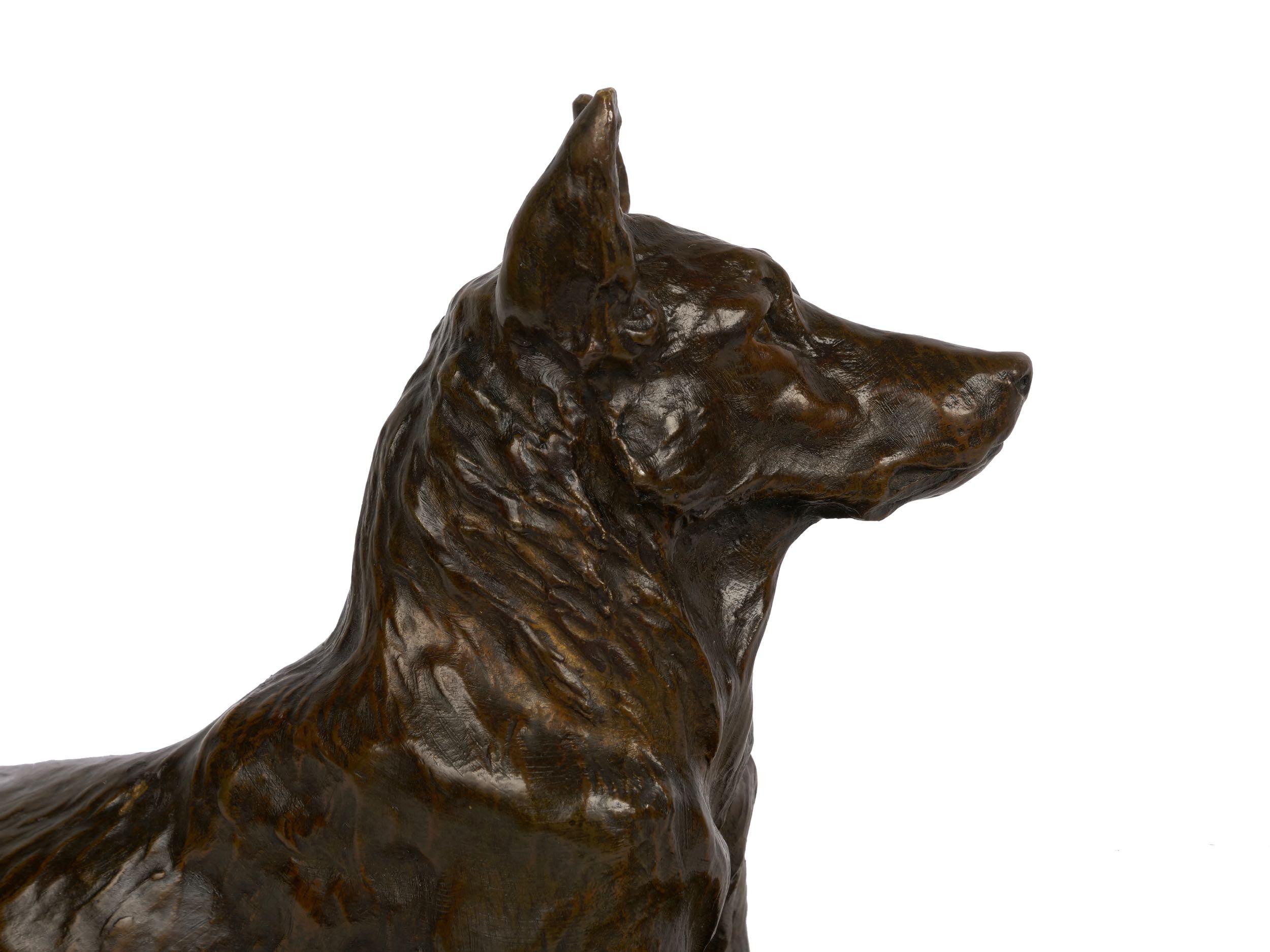 “Berger Allemand Couché” 'German Shepherd' Bronze Sculpture by Albert Laplanche 1