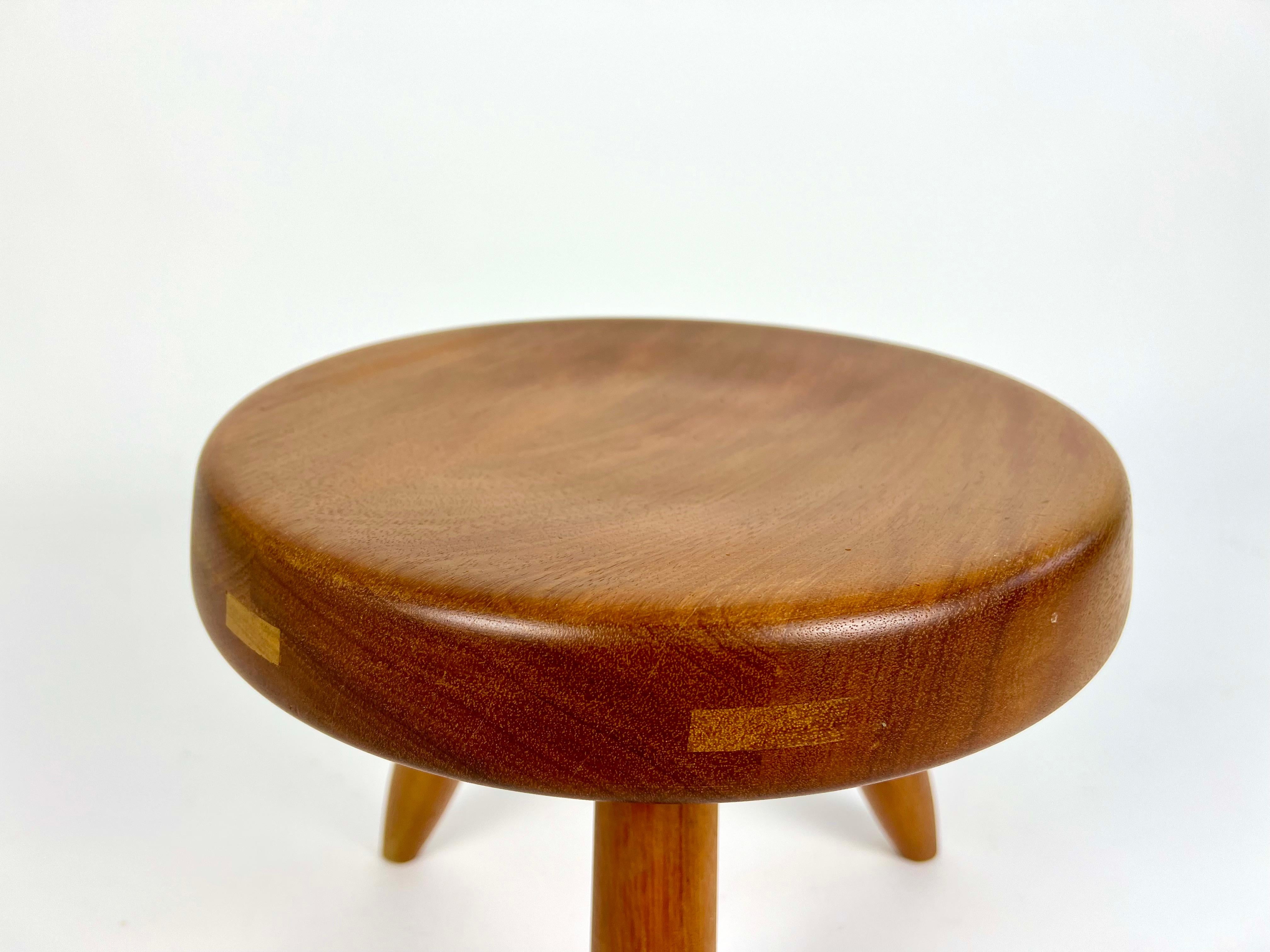 Berger low stool in mahogany, Charlotte Perriand 4