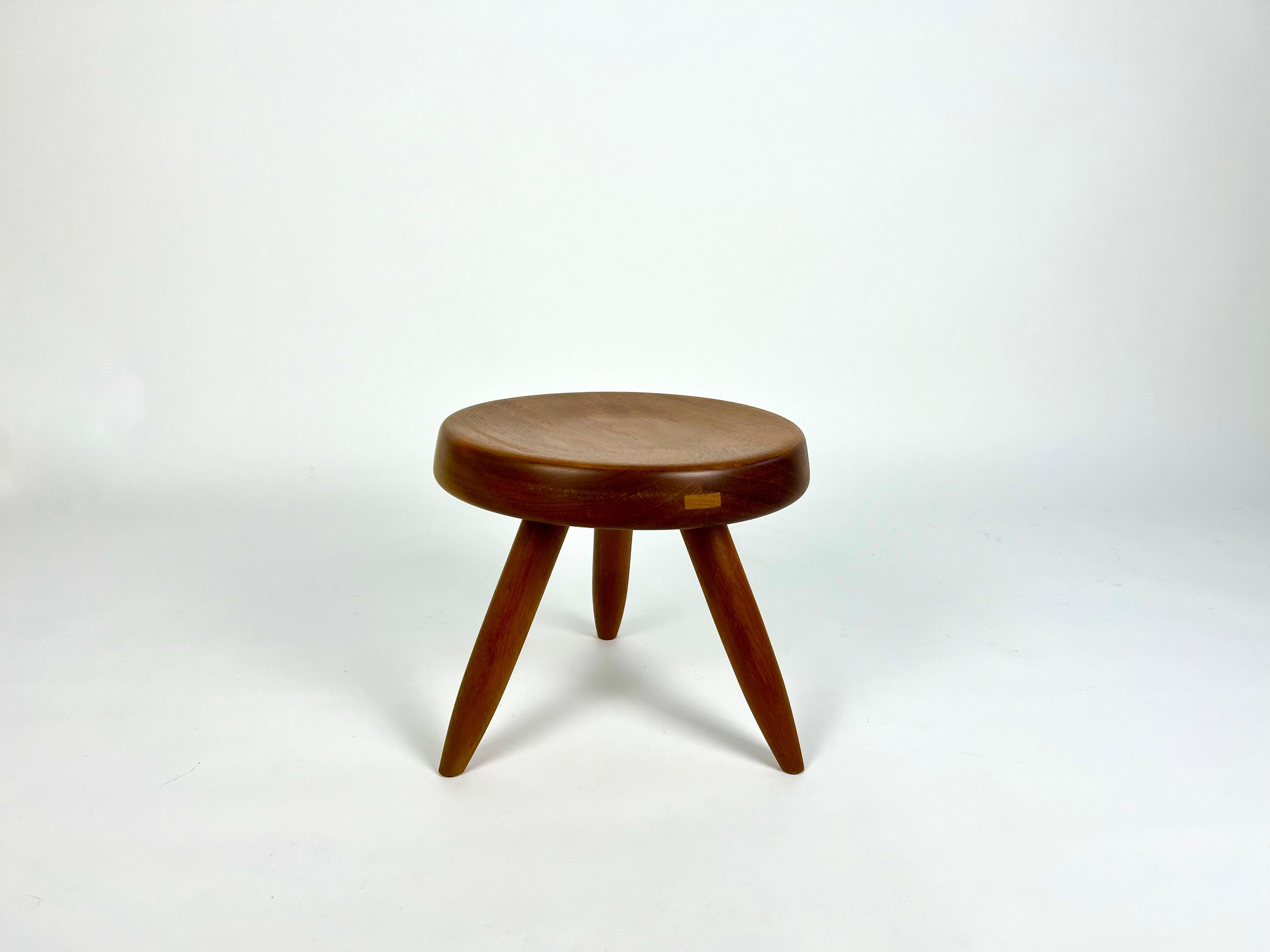 Berger low stool in mahogany, Charlotte Perriand 6