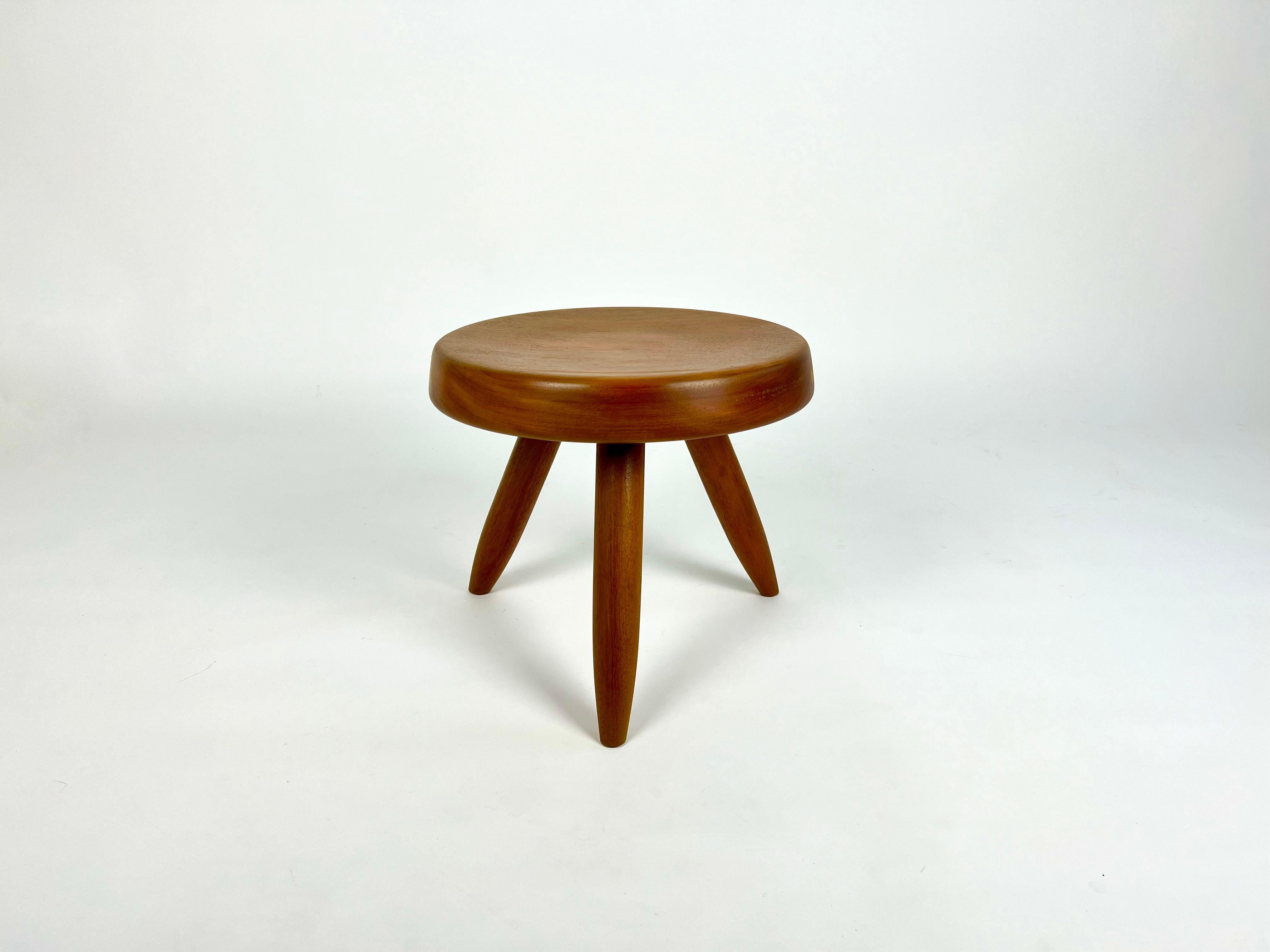 Berger low stool in mahogany, Charlotte Perriand 7