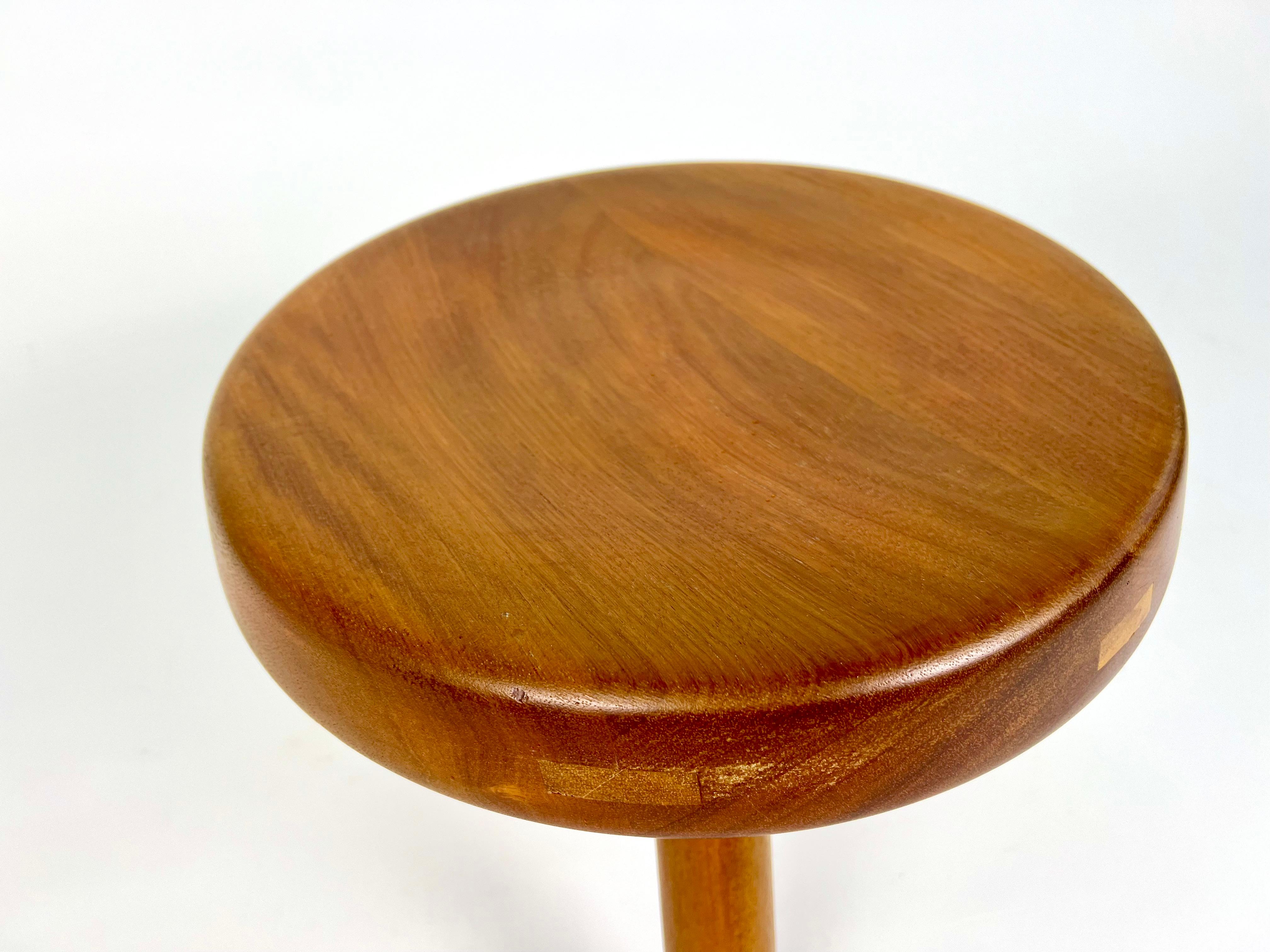 Mahogany Berger low stool in mahogany, Charlotte Perriand
